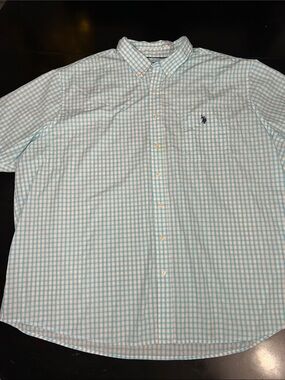 U.S. Polo Assn. light blue and White Check plaid lightweight Button-Down Shirt